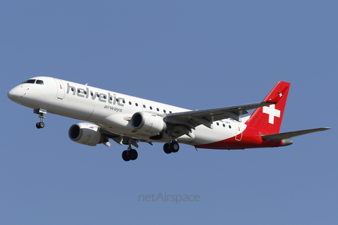 Helvetic Airways Embraer ERJ-190LR (ERJ-190-100LR) (HB-JVY) at  Warsaw - Frederic Chopin International, Poland