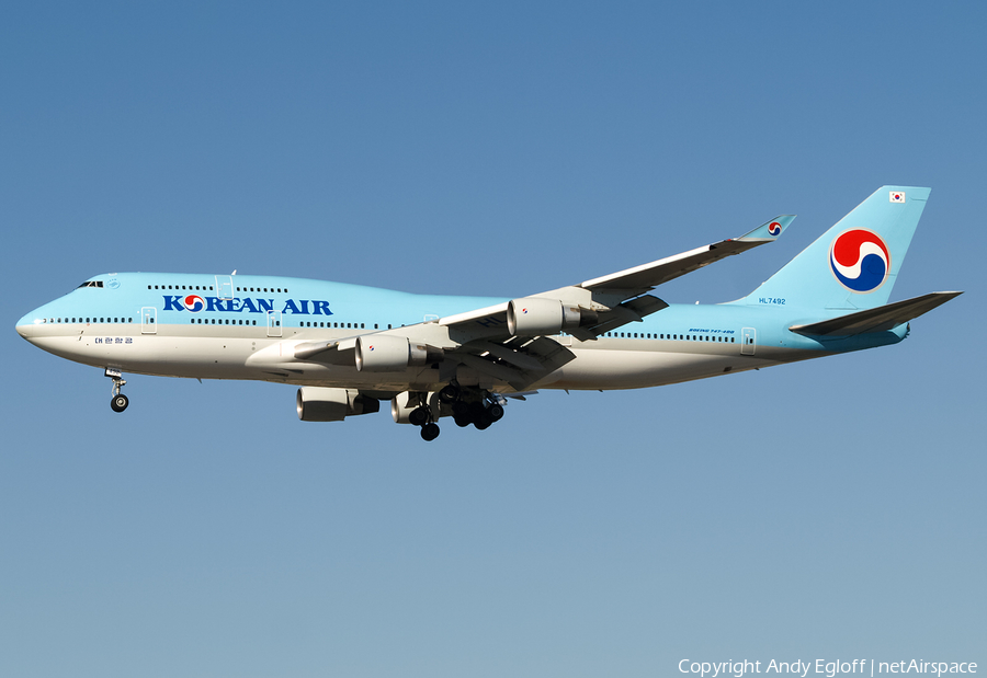 Korean Air Boeing 747-4B5 (HL7492) | Photo 385622
