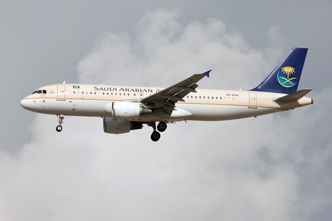 Saudi Arabian Airlines Airbus A320-214 (HZ-AS14) at  Dubai - International, United Arab Emirates