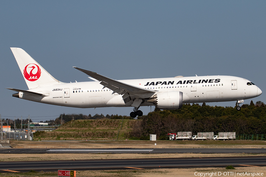 Japan Airlines - JAL Boeing 787-8 Dreamliner (JA834J) | Photo 391115