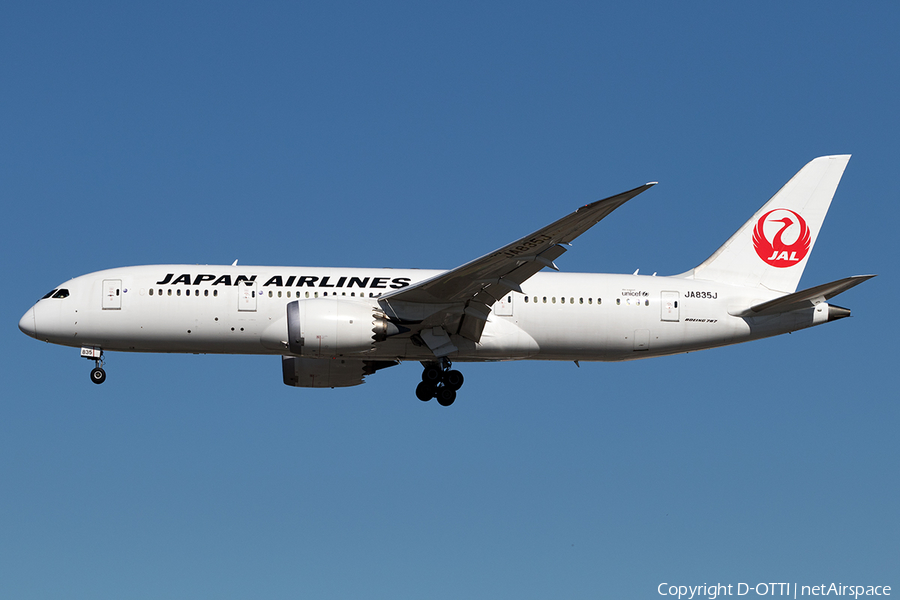 Japan Airlines - JAL Boeing 787-8 Dreamliner (JA835J) | Photo 144951