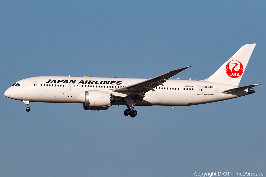 Japan Airlines - JAL Boeing 787-8 Dreamliner (JA839J) | Photo 388328