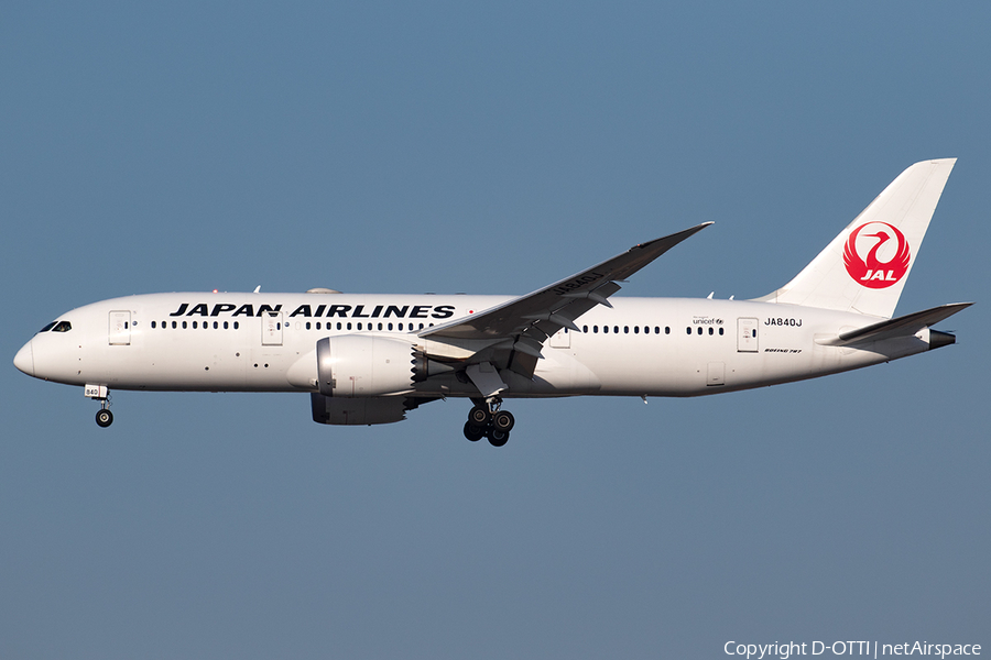 Japan Airlines - JAL Boeing 787-8 Dreamliner (JA840J) | Photo 401180
