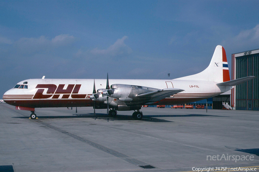 DHL (Fred Olsen Airtransport) Lockheed L-188A(F) Electra (LN-FOL) | Photo 38379