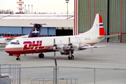 DHL (Fred Olsen Airtransport) Lockheed L-188C(F) Electra (LN-FOO) at  Hamburg - Fuhlsbuettel (Helmut Schmidt), Germany