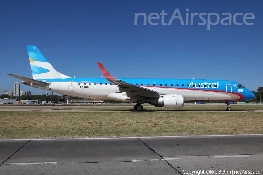 Austral Lineas Aereas Embraer ERJ-190AR (ERJ-190-100IGW) (LV-GAQ) | Photo 231362