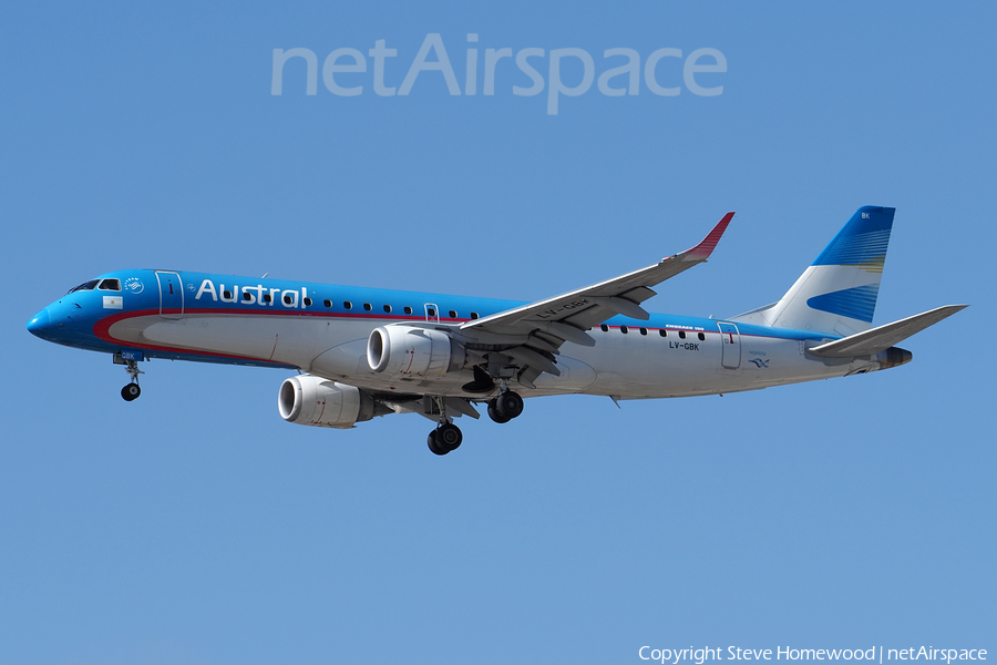 Austral Lineas Aereas Embraer ERJ-190AR (ERJ-190-100IGW) (LV-GBK) | Photo 565221