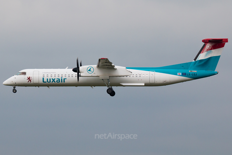 Luxair Bombardier DHC-8-402Q (LX-LQJ) at  Hamburg - Fuhlsbuettel (Helmut Schmidt), Germany