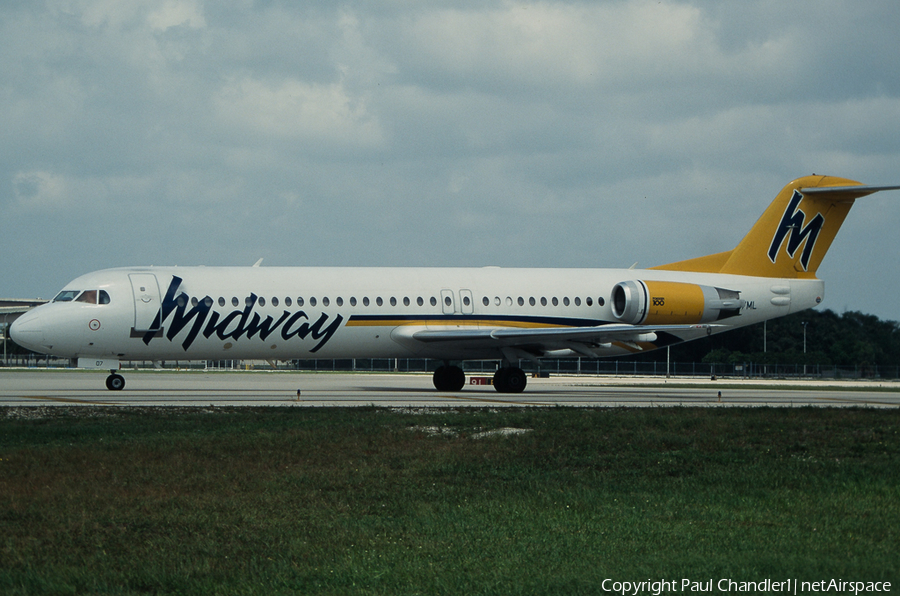 Midway Airlines (1993) Fokker 100 (N107ML) | Photo 103136