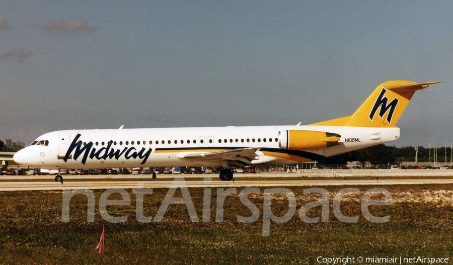 Midway Airlines (1993) Fokker 100 (N108ML) | Photo 256535