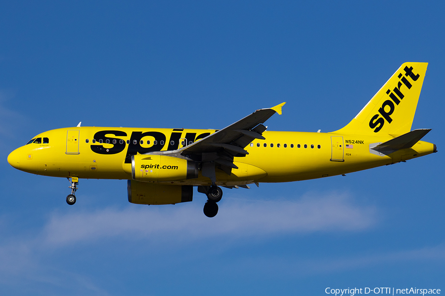 Spirit Airlines Airbus A319-132 (N524NK) | Photo 566683