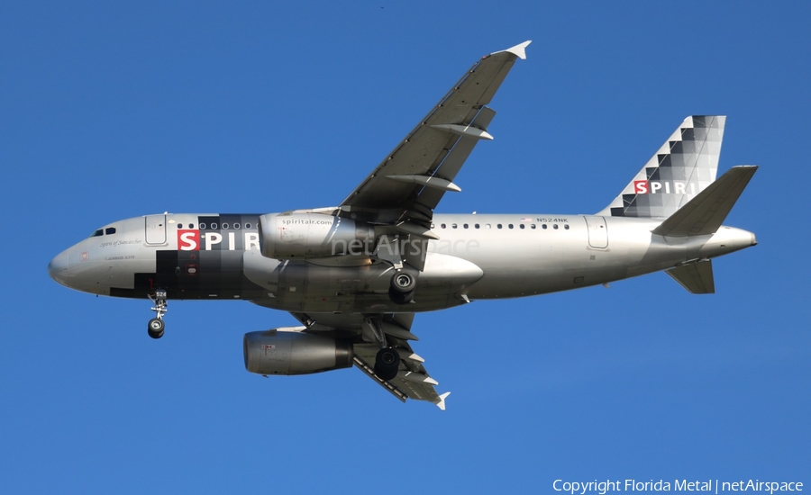 Spirit Airlines Airbus A319-132 (N524NK) | Photo 588400
