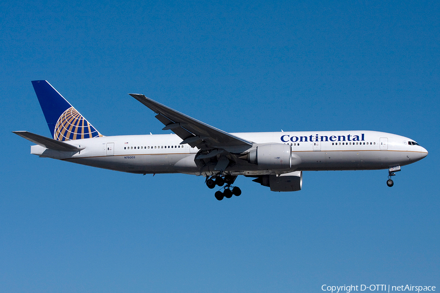 Continental Airlines Boeing 777-224(ER) (N78003) | Photo 261385