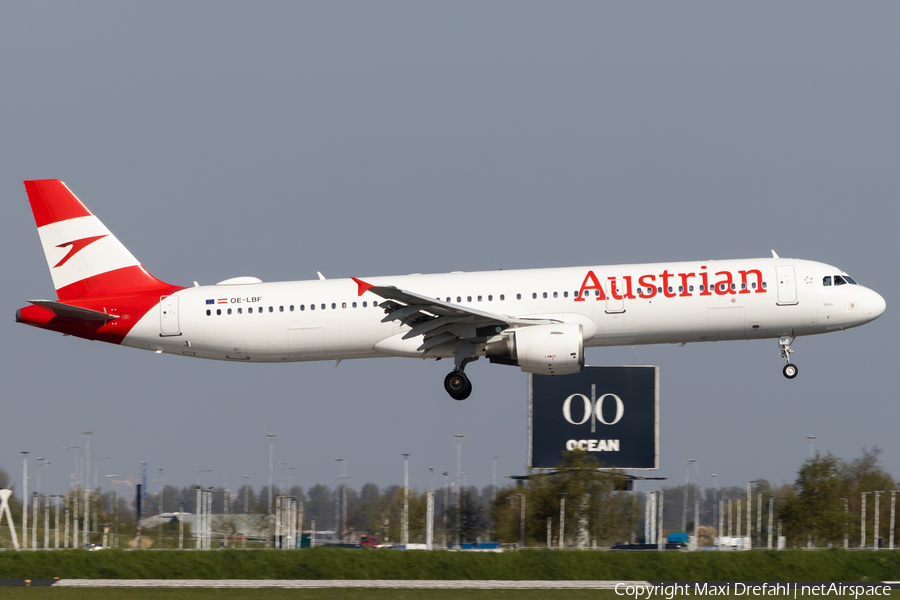Austrian Airlines Airbus A321-211 (OE-LBF) | Photo 506440