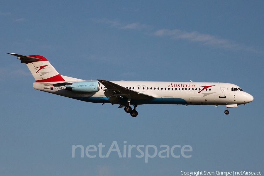 Austrian Airlines (Tyrolean) Fokker 100 (OE-LVE) | Photo 48651