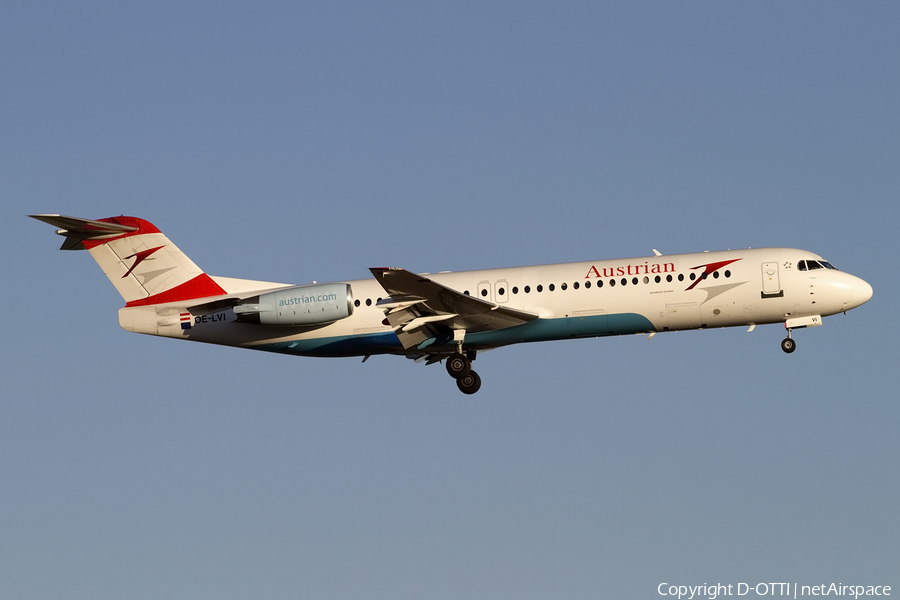 Austrian Airlines (Tyrolean) Fokker 100 (OE-LVI) | Photo 414684