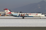 Austrian Arrows (Tyrolean) Fokker 100 (OE-LVM) at  Salzburg - W. A. Mozart, Austria