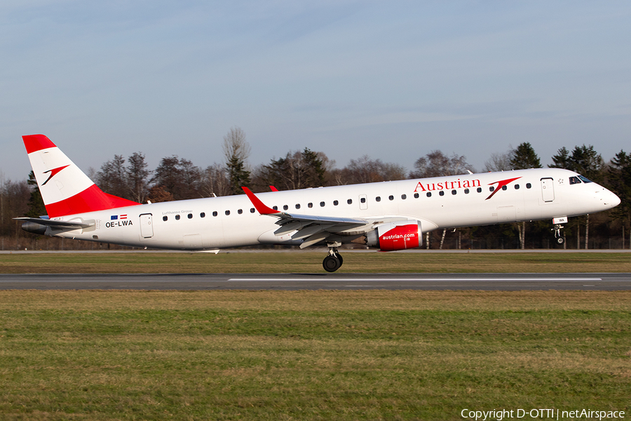 Austrian Airlines Embraer ERJ-195LR (ERJ-190-200LR) (OE-LWA) | Photo 608403