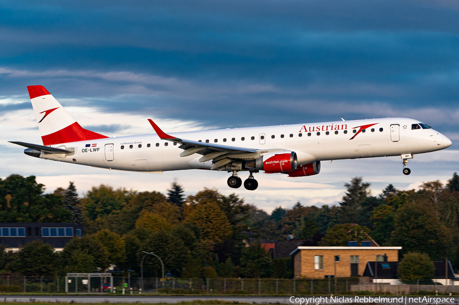 Austrian Airlines Embraer ERJ-195LR (ERJ-190-200LR) (OE-LWF) | Photo 407194