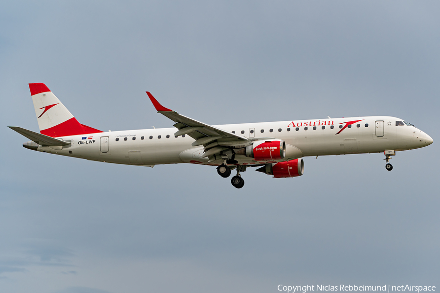 Austrian Airlines Embraer ERJ-195LR (ERJ-190-200LR) (OE-LWF) | Photo 446883