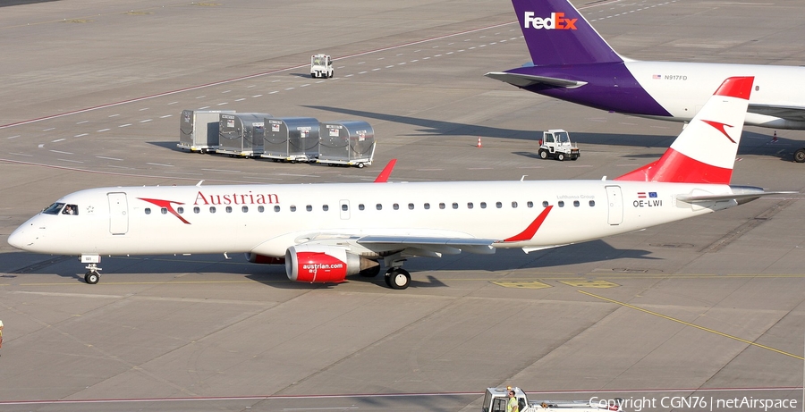 Austrian Airlines Embraer ERJ-195LR (ERJ-190-200LR) (OE-LWI) | Photo 452371