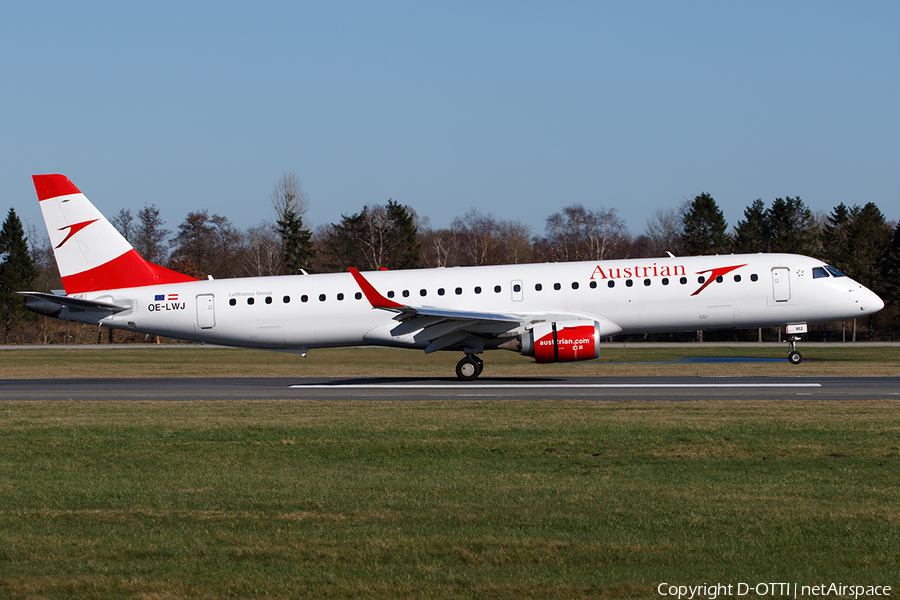 Austrian Airlines Embraer ERJ-195LR (ERJ-190-200LR) (OE-LWJ) | Photo 496895