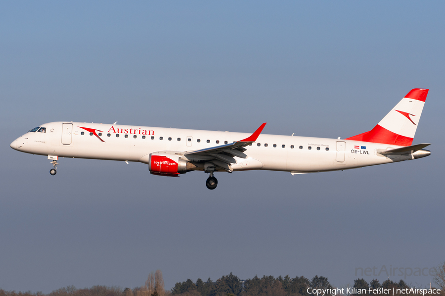 Austrian Airlines Embraer ERJ-195LR (ERJ-190-200LR) (OE-LWL) | Photo 667096