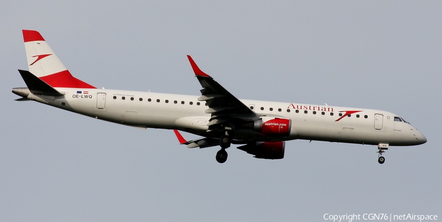 Austrian Airlines Embraer ERJ-195LR (ERJ-190-200LR) (OE-LWQ) | Photo 446652