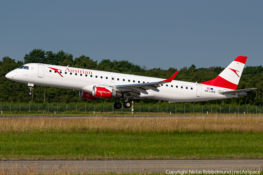 Austrian Airlines Embraer ERJ-195LR (ERJ-190-200LR) (OE-LWQ) | Photo 456085
