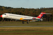 Danish Air Transport (DAT) McDonnell Douglas MD-87 (OY-JRU) at  Billund, Denmark