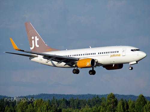 Jet Time Boeing 737-7K2 (OY-JTS) at  Oslo - Gardermoen, Norway
