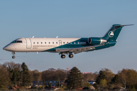 Global Reach Aviation Bombardier CRJ-200LR (OY-MIL) at  Hamburg - Fuhlsbuettel (Helmut Schmidt), Germany