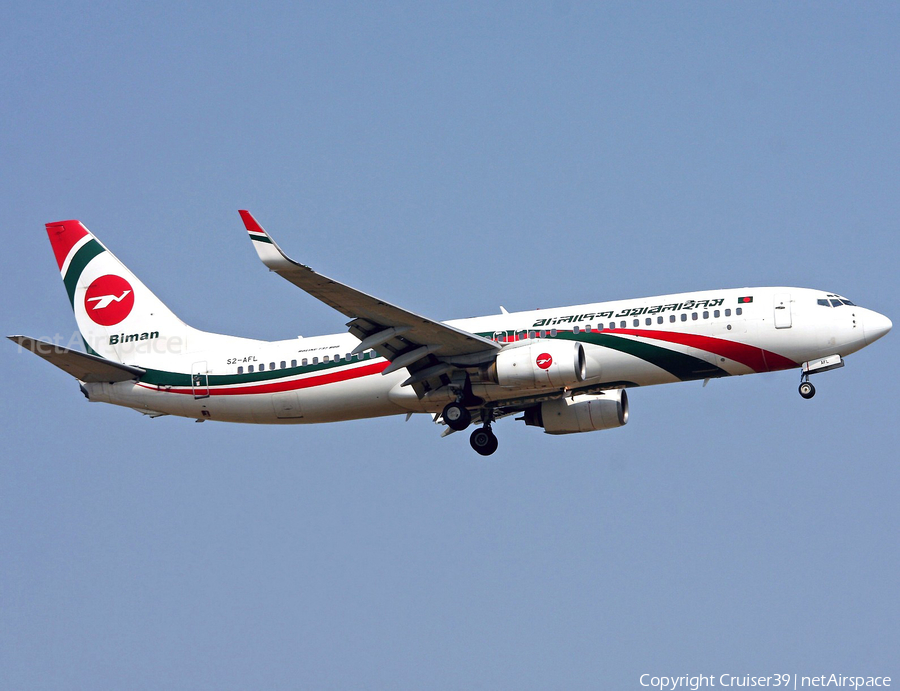 Biman Bangladesh Airlines Boeing 737-83N (S2-AFL) | Photo 341009