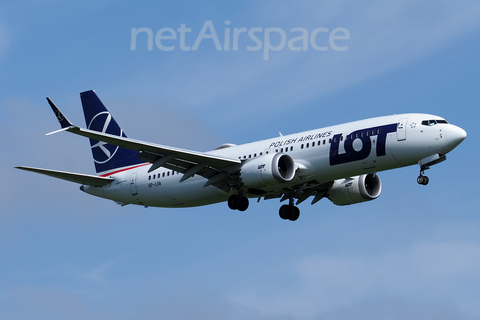 LOT Polish Airlines Boeing 737-8 MAX (SP-LVA) at  London - Heathrow, United Kingdom