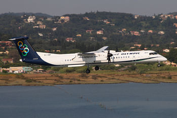 Olympic Airlines Bombardier DHC-8-402Q (SX-OBF) at  Corfu - International, Greece