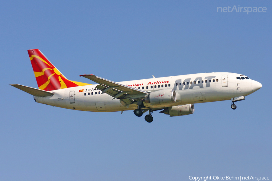 MAT - Macedonian Airlines Boeing 737-3H9 (Z3-AAA) | Photo 38610