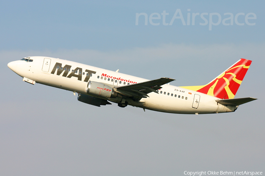 MAT - Macedonian Airlines Boeing 737-3B7 (Z3-AAF) | Photo 70784