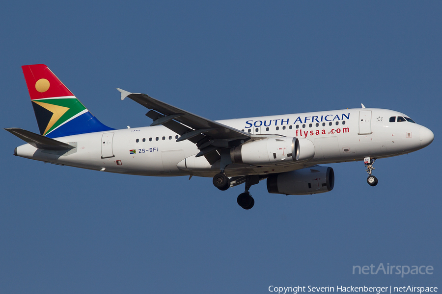 South African Airways Airbus A319-131 (ZS-SFI) | Photo 198494