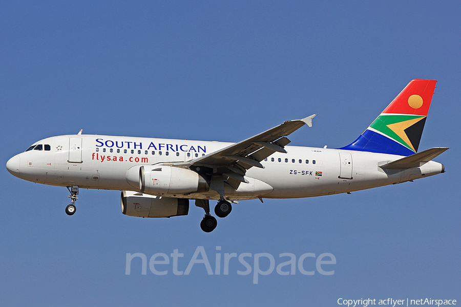 South African Airways Airbus A319-131 (ZS-SFK) | Photo 153007