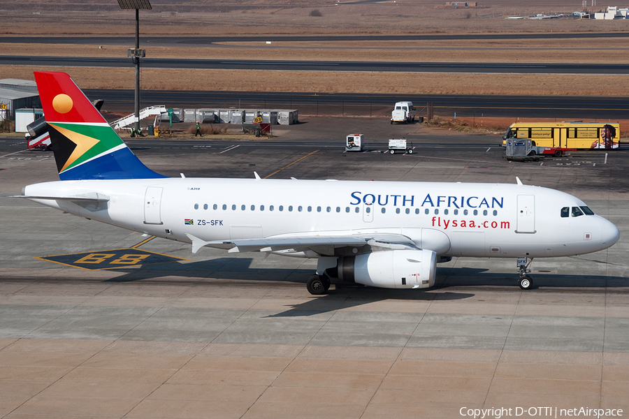 South African Airways Airbus A319-131 (ZS-SFK) | Photo 198170