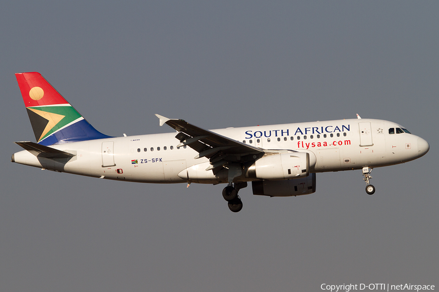 South African Airways Airbus A319-131 (ZS-SFK) | Photo 500792